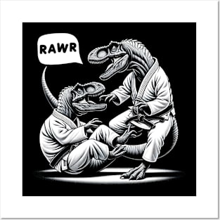 BJJ T-Rex Dinosaurs Grappling Funny Jiu Jitsu Posters and Art